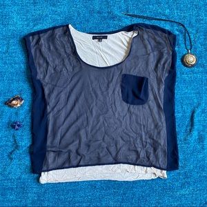 Navy Short-Sleeve Blouse
